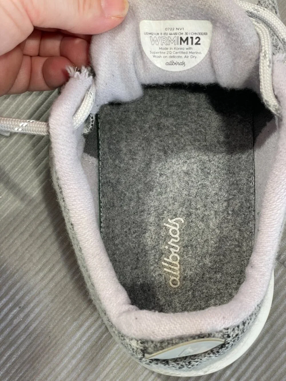Allbirds Men's Wool Runners Grey Merino Wool Sneakers Size 12